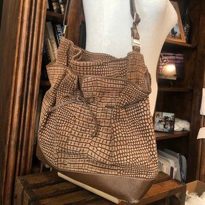 Borsa Bella Brown Suede Leather Shoulder Bag